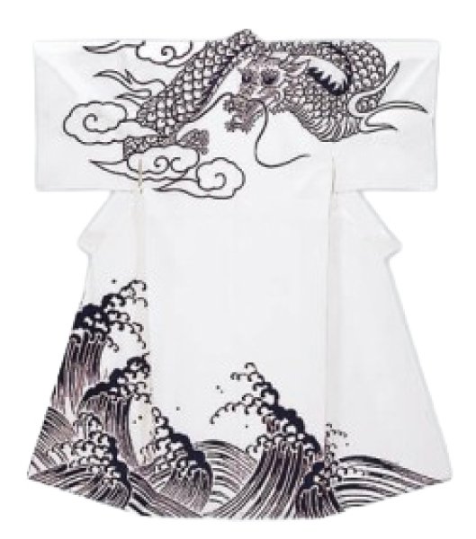 画像2: 反物・仕立て上がり　お揃い本絵羽浴衣　男仕立Ｍ寸・男仕立Ｌ寸【荒波・龍】 (2)