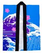 画像4: お祭り袖なし法被：半纏帯別売【富士山・桜・波】青 (4)