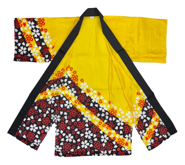 画像3: お祭り・踊り長法被・半纏帯別売　桜　黄系 (3)