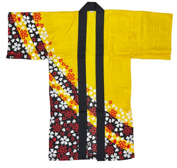 画像2: お祭り・踊り長法被・半纏帯別売　桜　黄系 (2)