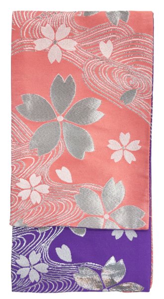 画像6: 女物　仕立四寸帯【七宝・亀甲花菱・桜・流水桜・扇面】s4423 s4427 s4428 s4429 s4430 (6)