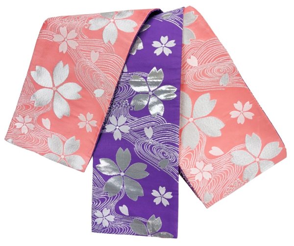 画像7: 女物　仕立四寸帯【七宝・亀甲花菱・桜・流水桜・扇面】s4423 s4427 s4428 s4429 s4430 (7)
