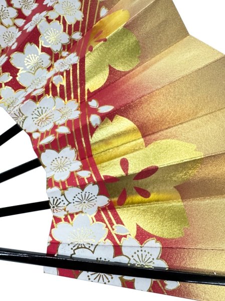 画像3: 舞扇　黒塗骨　９寸５分（約２８.８ｃｍ）　桜　扇子箱なし (3)