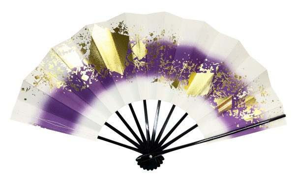 画像7: 舞扇　黒塗骨　９寸５分（約２８.８ｃｍ）　色紙ちらし　扇子箱なし　69085 69086 (7)
