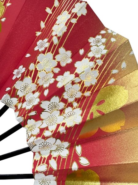画像5: 舞扇　黒塗骨　９寸５分（約２８.８ｃｍ）　桜　扇子箱なし (5)