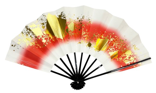 画像3: 舞扇　黒塗骨　９寸５分（約２８.８ｃｍ）　色紙ちらし　扇子箱なし　69085 69086 (3)