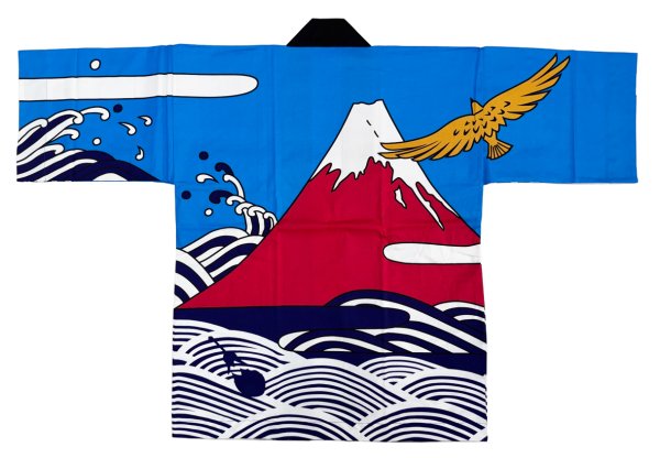 画像2: お祭り法被：半纏帯別売【一富士二鷹三茄子】青 (2)