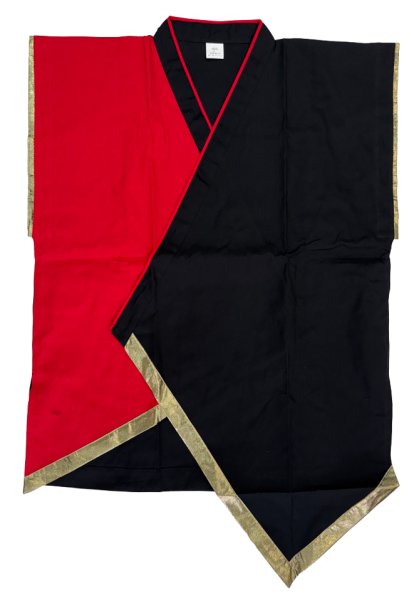 画像1: 和太鼓　袖なし法被（綿）：半纏帯別売　赤・黒　アシンメトリー　和太鼓衣装 (1)