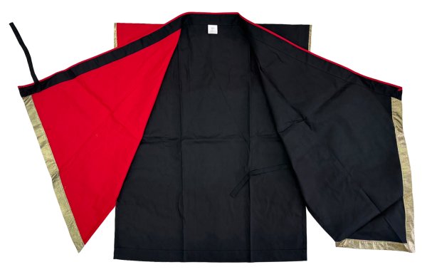 画像2: 和太鼓　袖なし法被（綿）：半纏帯別売　赤・黒　アシンメトリー　和太鼓衣装 (2)