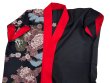 画像4: よさこいコスチューム（男女兼用）黒地（龍・牡丹・菊・桜）・赤衿　スリットあり (4)