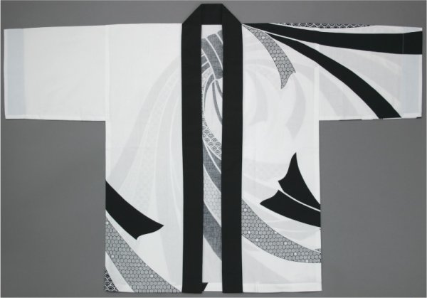 画像2: お祭り法被:半纏帯別売【暴れ熨斗】白・黒 (2)