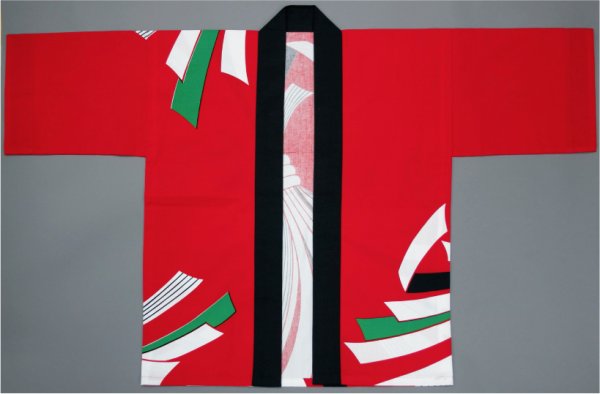 画像2: お祭り法被：半纏帯別売【束ね熨斗】赤 (2)