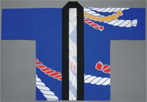 画像2: お祭り法被:半纏帯別売【束ね綱】ブルー (青系) (2)