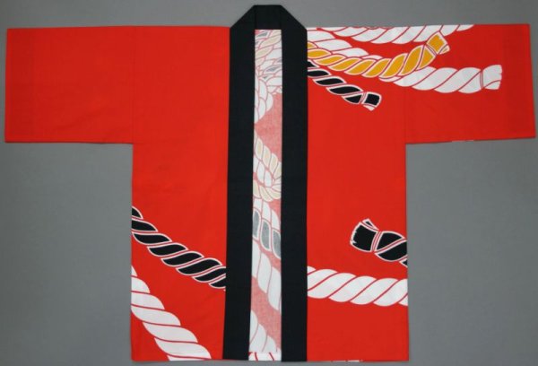 画像2: お祭り法被:半纏帯別売【束ね綱】赤 (2)