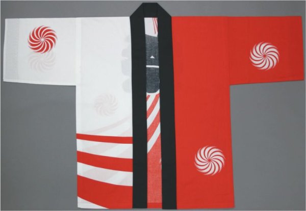 画像2: お祭り法被:半纏帯別売【祭・獅子毛】赤 (2)