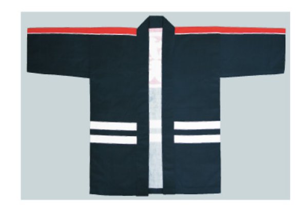 画像2: お祭り法被:半纏帯別売【防火】紺・赤(衿地:紺色)青系 (2)