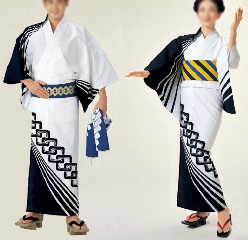 男女同柄 仕立て上がり 本絵羽浴衣 濃紺 男仕立ｍ寸 男仕立ｌ寸 女仕立 吉原つなぎ 激安で購入 法被と鯉口シャツ えどわん 本店